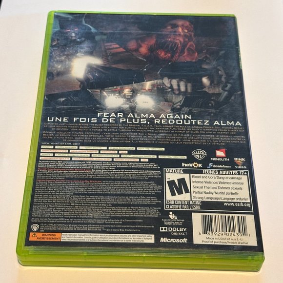 F.E.A.R. 2 Project Origin XBox 360 Complete in Box With Manuals - Picture 2 of 3